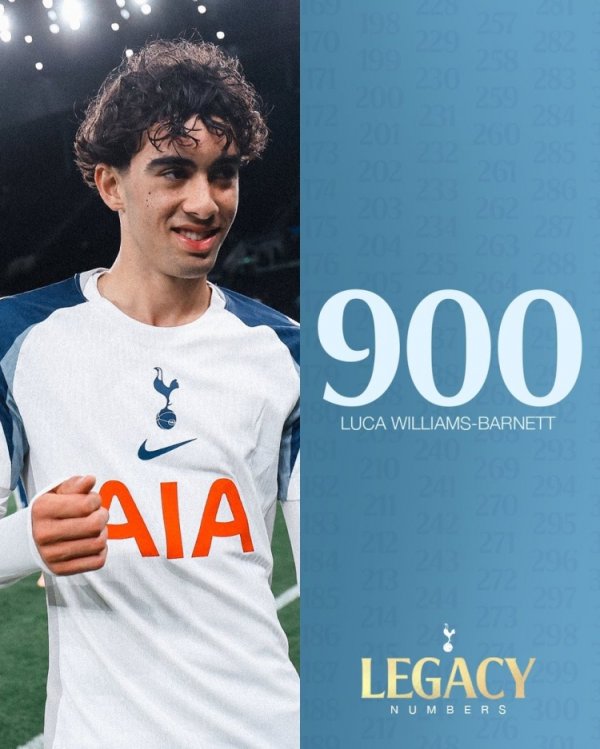 里程碑！热刺小将巴内特首秀，成为第900位代表球队出场的球员