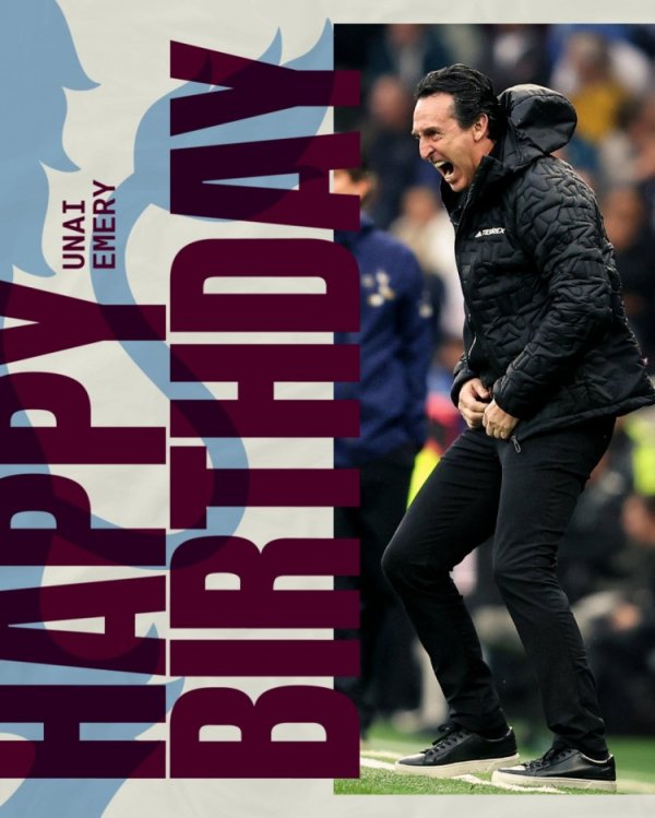 维拉官方祝主帅埃梅里54岁生辰本旨，带队战绩82胜29平43负