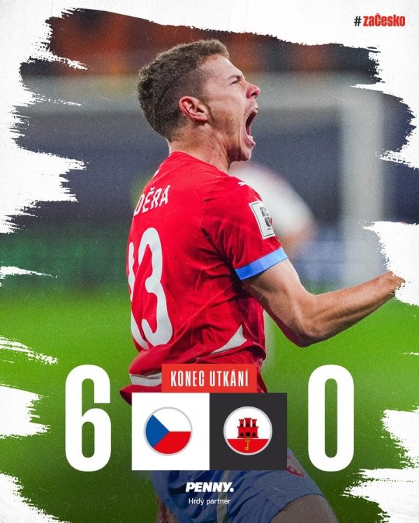 欧洲世初赛捷克6-0直布罗陀，乔里1射2传、绍切克破门