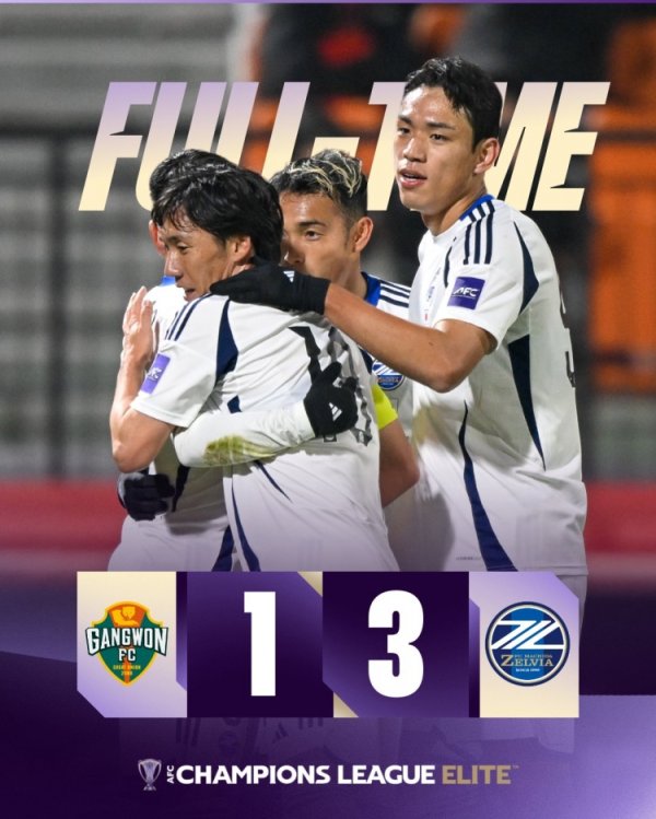 町田泽维亚客场3-1打败江原FC，排行暂时升至东亚区第3